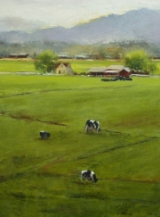"Dairy Land Daybreak," 16 x 12 inches. Oil. Sold.