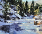 "Along the Creek," 8 x 10 inches. Oil. Sold.
