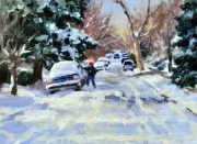 "Digging Out," 6 x 8 inches. Oil. Sold.