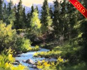 "Forest First Light," 8 x 10 inches, Oil. Sold.