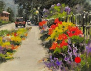 "Sidewalk Flowers," 8 x 10 inches. Oil. Sold.