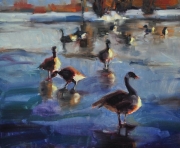 "Skate or Swim," 10 x 12 inches. Oil. Sold.