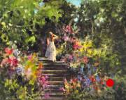 "Strolling the Garden," 11 x 14 inches. Oil. Sold.