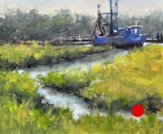 "The Blue Shrimp Boat," 10 x 12 inches. Oil. Sold.