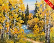 "Rocky Mountain Autumn," 8 x 10 inches. Oil. Sold.