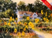 "Sunflowers Gone Wild," 8 x 10  inches. Oil. Sold.