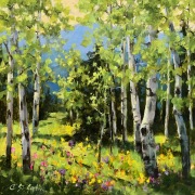 "Aspen Walk," 10 x 10 inches, Oil.