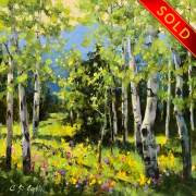 "Aspen Walk," 10 x 10 inches, oil. Sold.