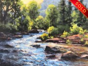 "Backlit Creek," 11 x 14 inches, Oil. Sold.