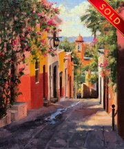 "Colorful Street," 12 x 10 inches, Oil. Sold.