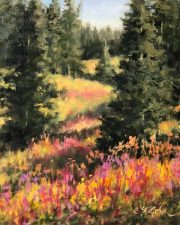 "Fireweed on Steroids," 10 x 8 inches. Oil.