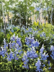 "Lupine Season," 8 x 6 inches, Oil.