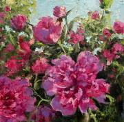 "My Pink Peonies," 8 x 8 inches, Oil.