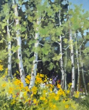 “Summer Aspens," 10 x 8 inches, oil on linen panel.