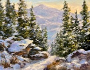 “Winter Hike,” 11 x 14 inches, oil on linen panel.